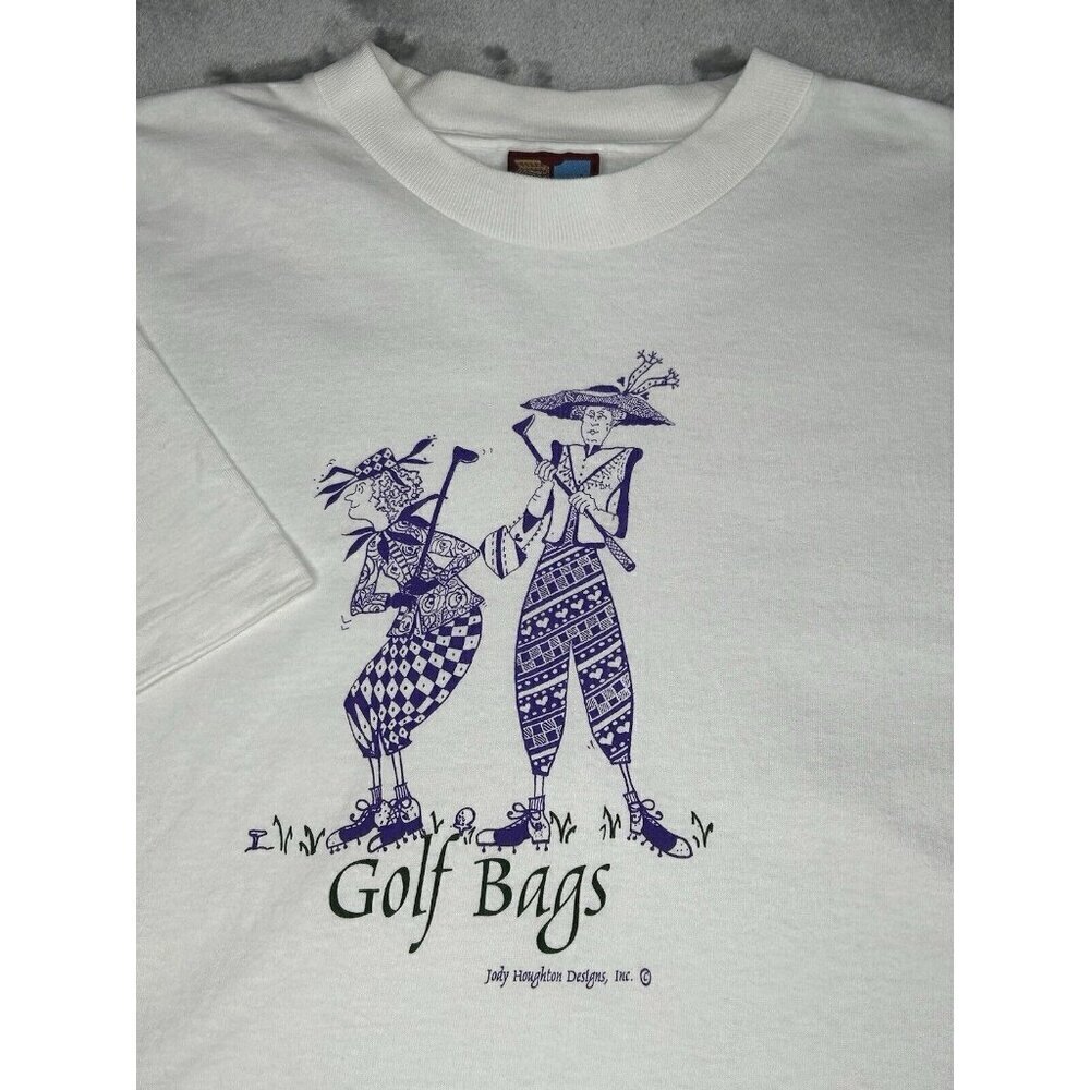 Vintage Golf Shirt Womens Large Jody Houghton Excel Golf Bags Single Stitch USA